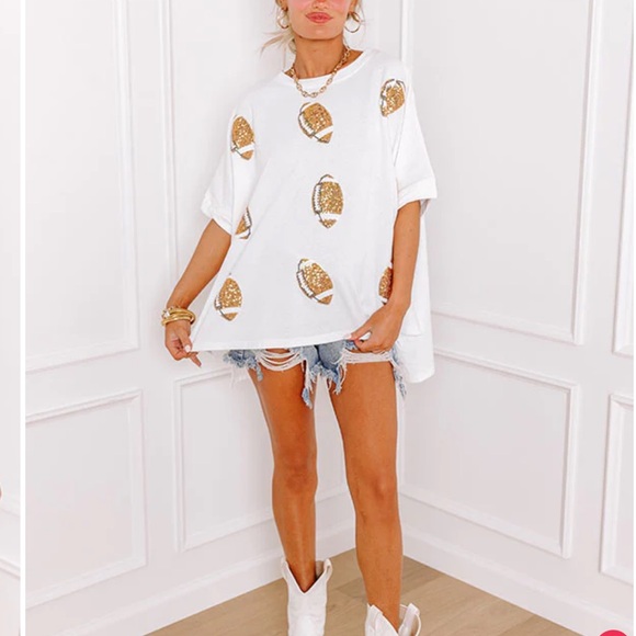 Fantastic Fawn Gold Sequin Football Top - Small - Picture 2 of 6